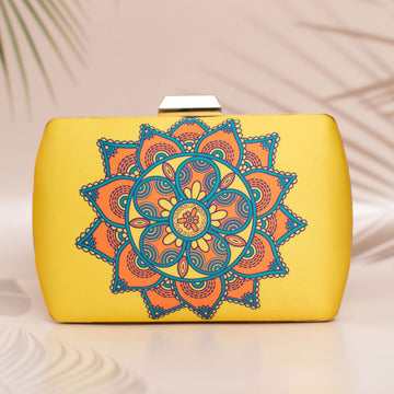 Yellow Mandala Printed Clutch