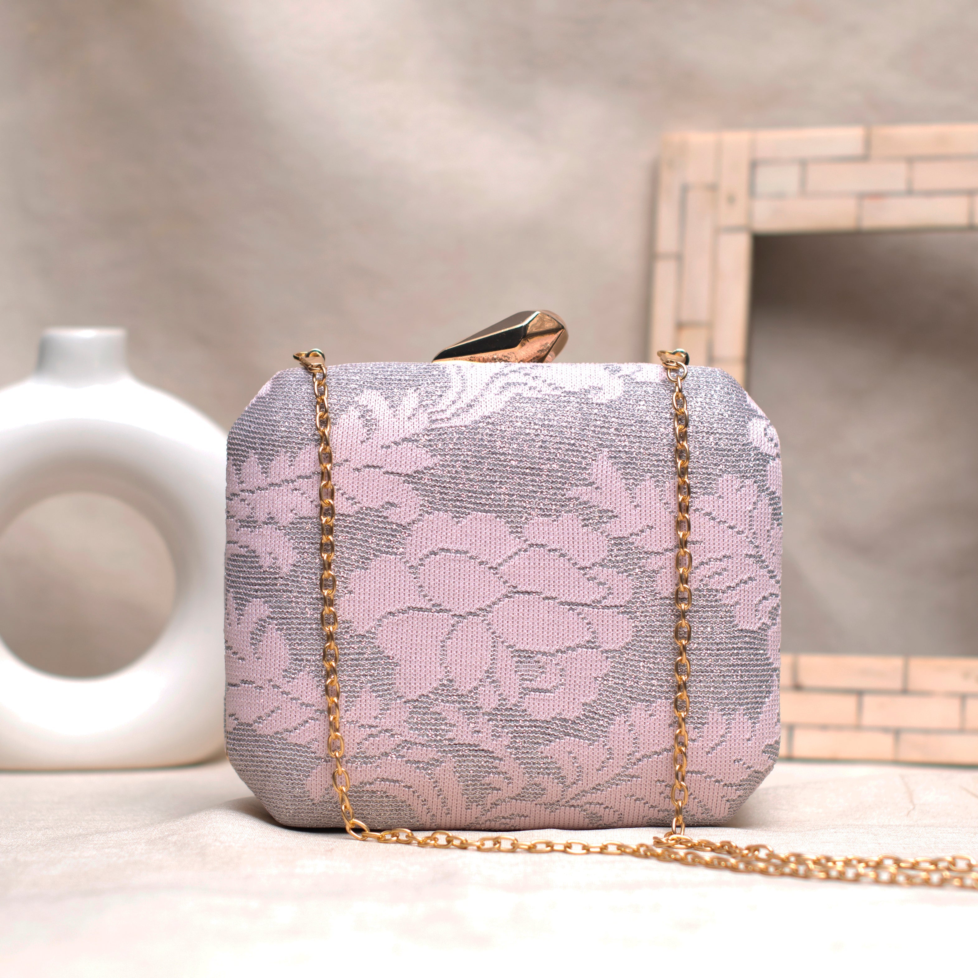 Pastel Pink Floral Pattern Clutch