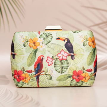 Floral Toucan Print Clutch