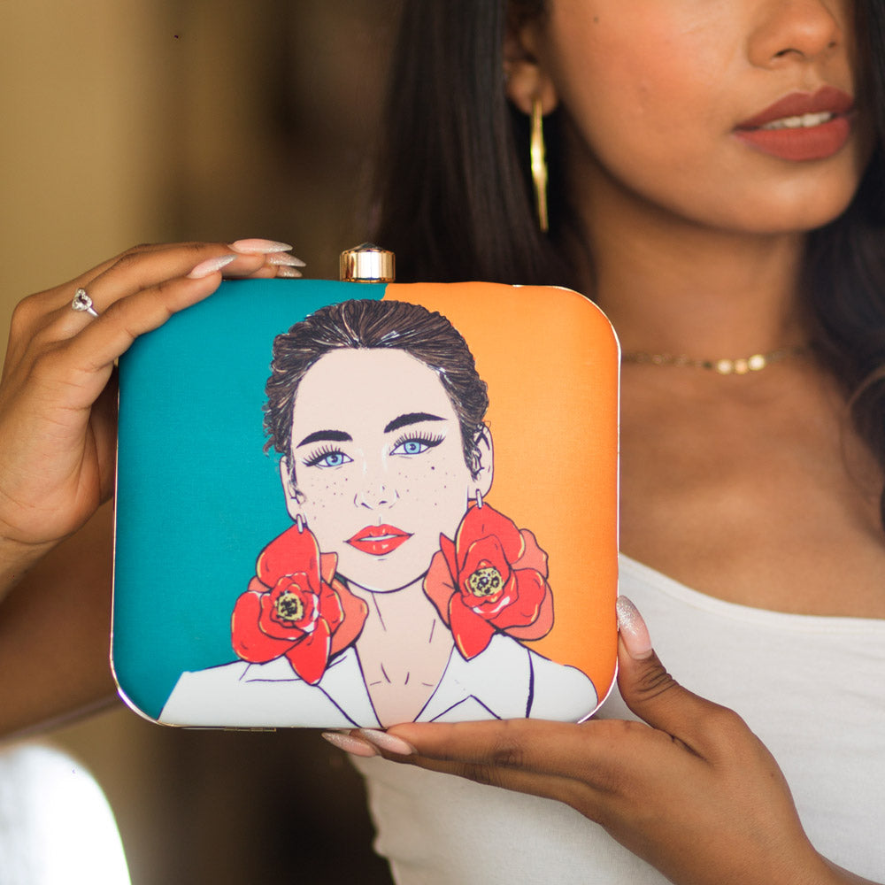 Bloom with Beauty Women Portrait Clutch in Two Shades