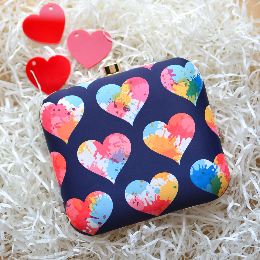 Artklim Colorful Heart Printed Clutch