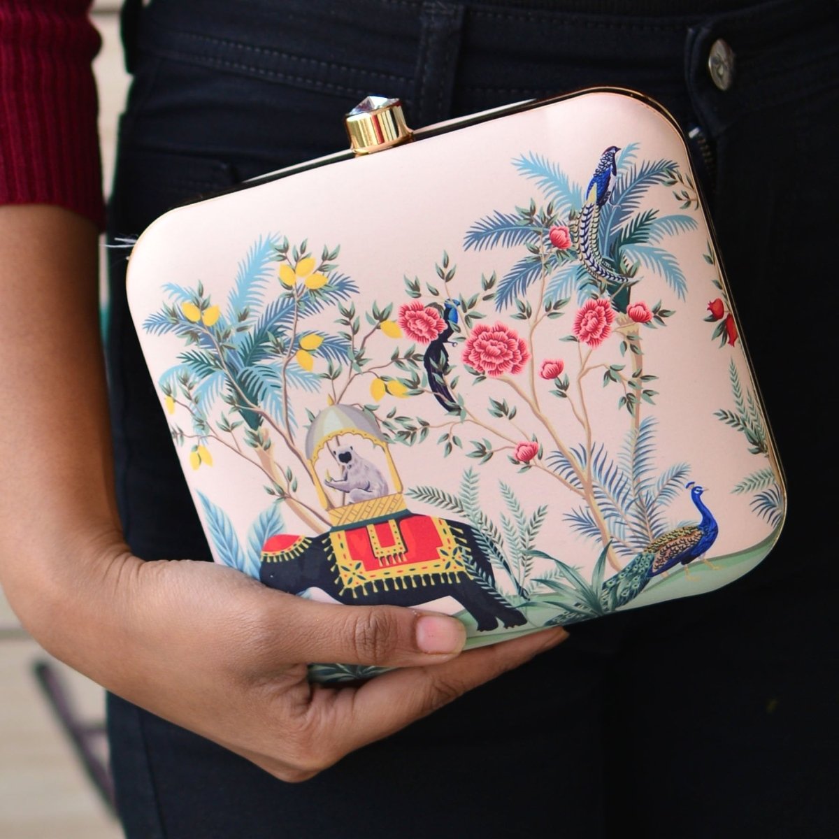 Artklim Elephant Printed Clutch