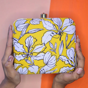 Artklim Yellow Flower Printed Clutch