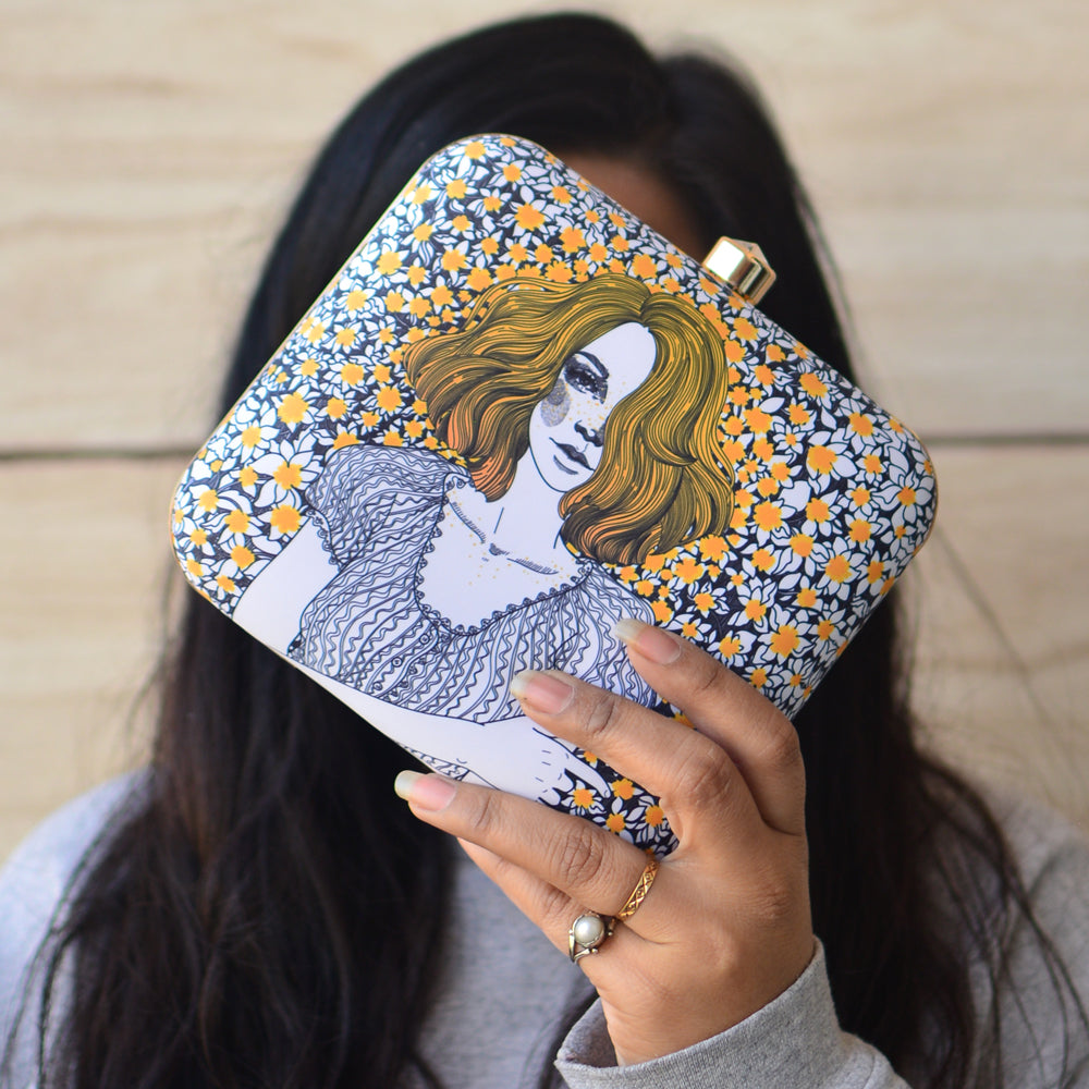 Artklim Sunflower Girl Printed Clutch