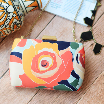 Pastel Rose Print Clutch