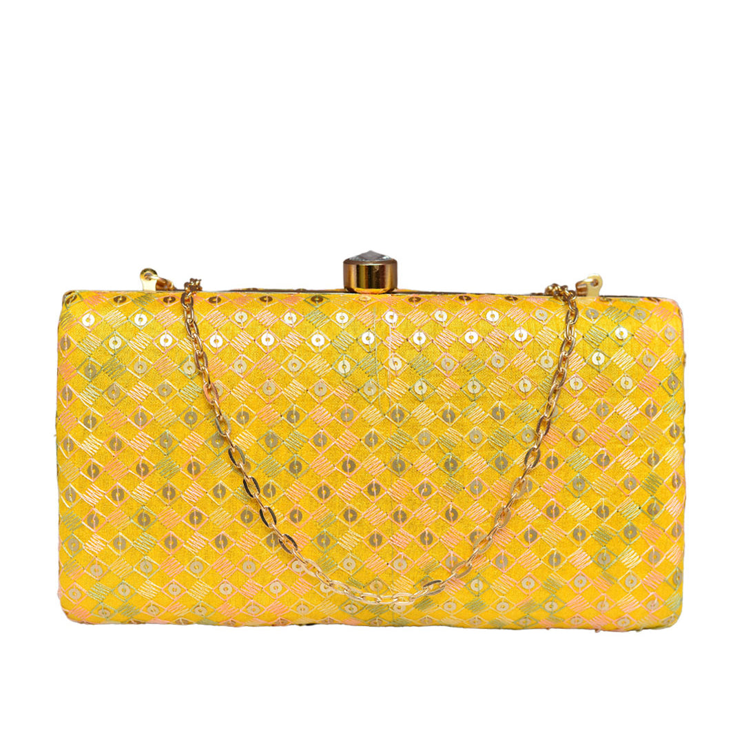 Lemon yellow cheap clutch bag