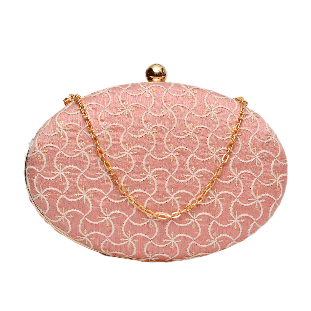 Artklim Gold Pink Oval Clutch