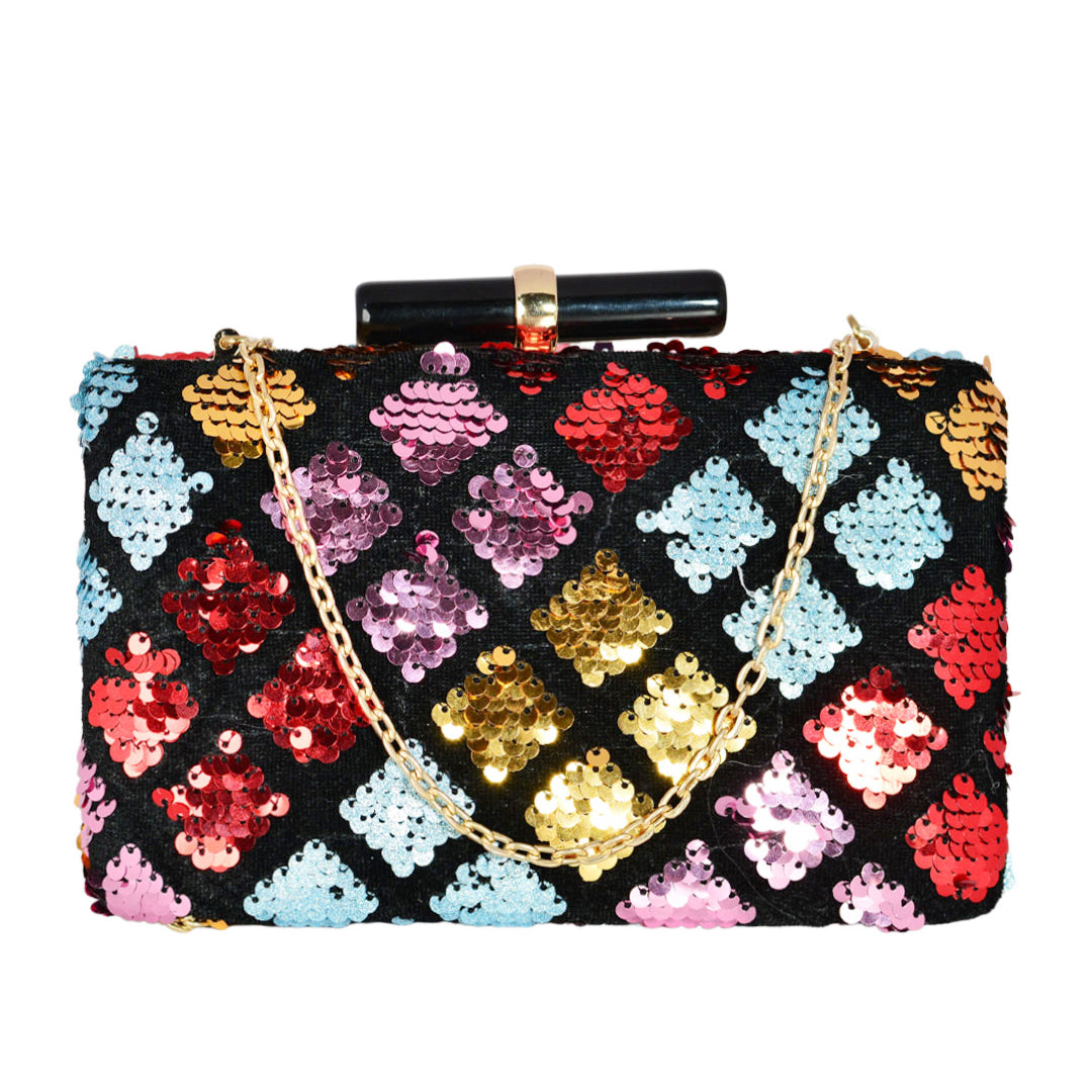 Multicolor Diamond Sequins Clutch