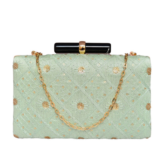 Mint Sequins Embroidered Clutch
