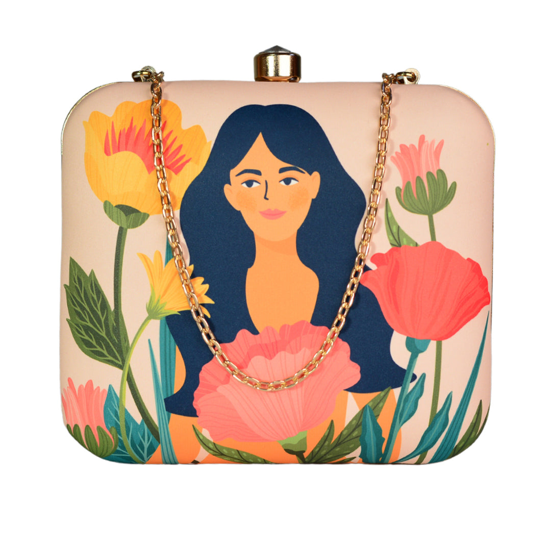 Flower Women Portrait Clutch