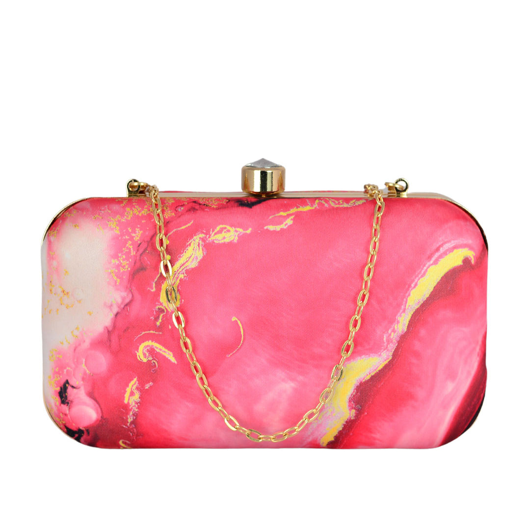 Hot Pink Resin Print Clutch