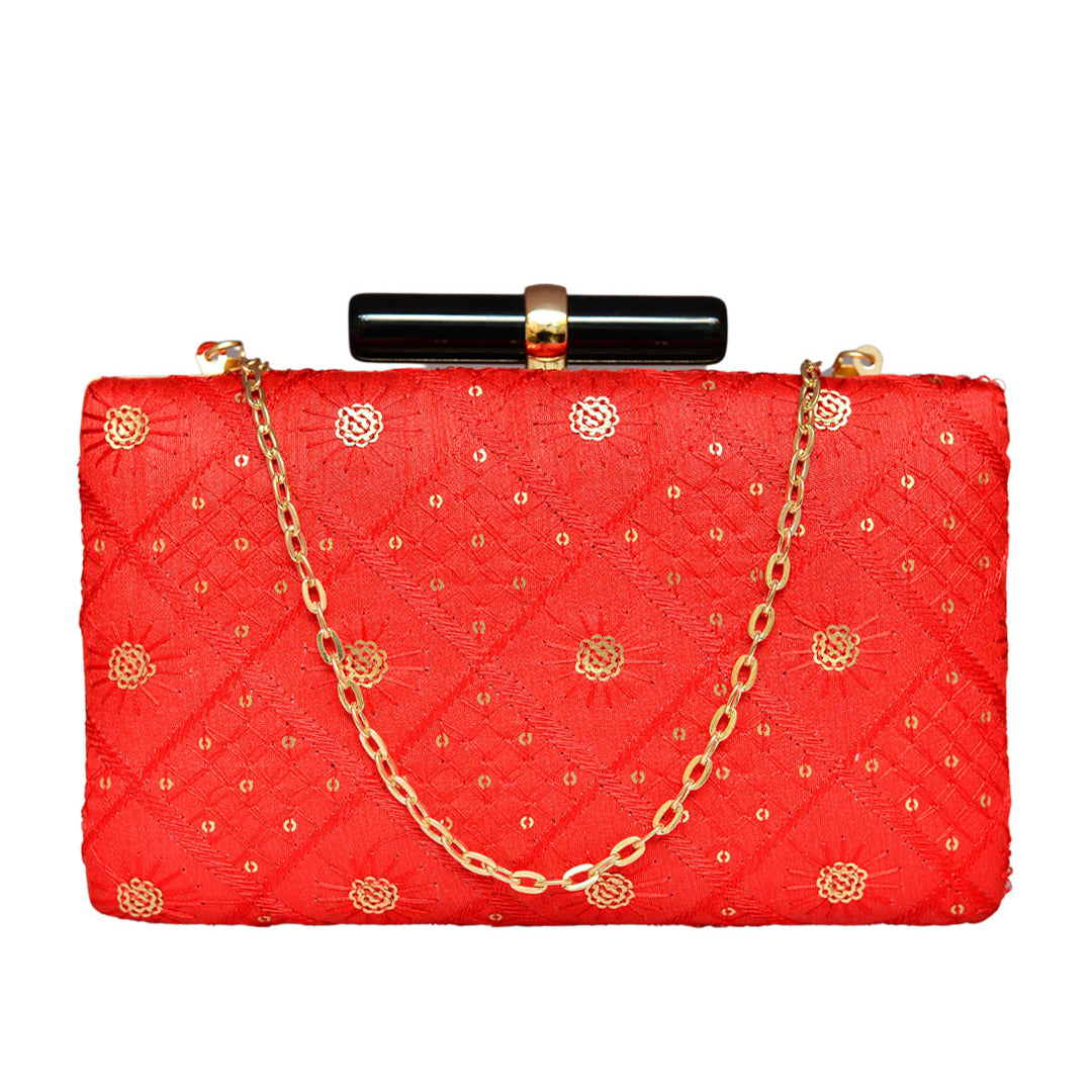 Red Seuence Embroidered Clutch