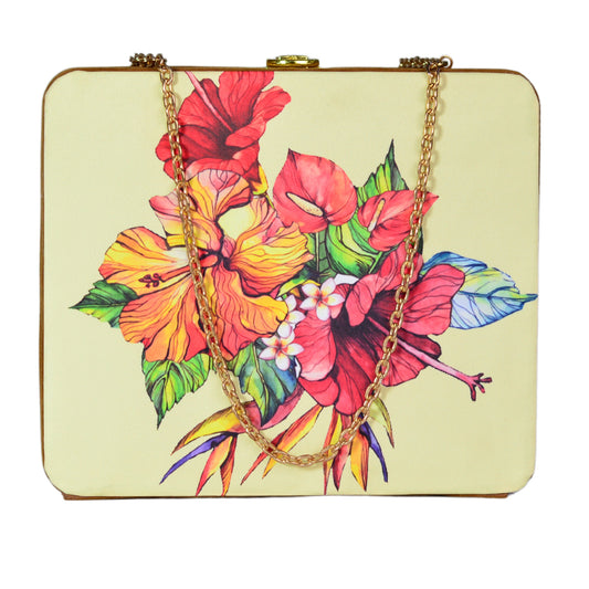 Mixed Flower Printed MDF Clutch