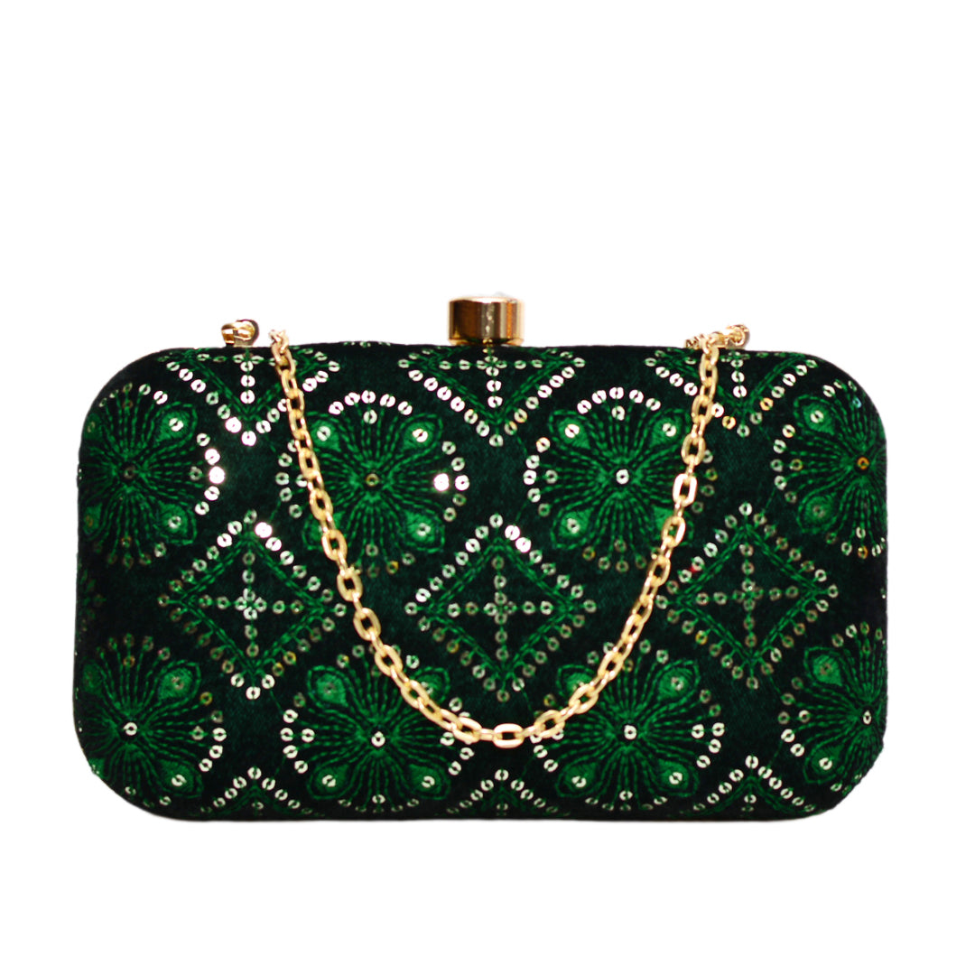 Artklim Emerald Green Sequin Clutch