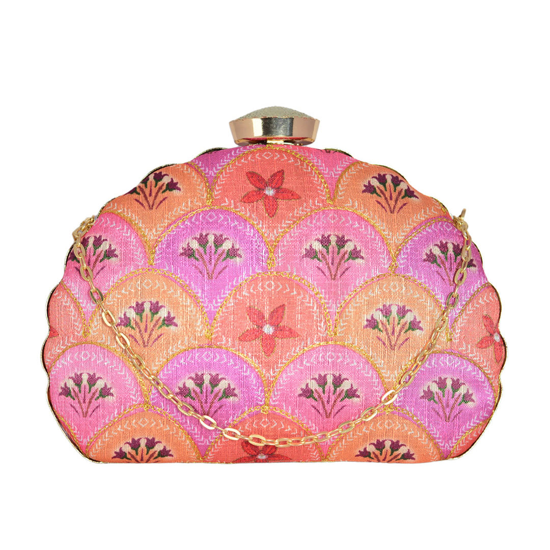 Pink Orange Moon Clutch