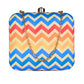 Zigzag Blue And Yellow Printed Clutch
