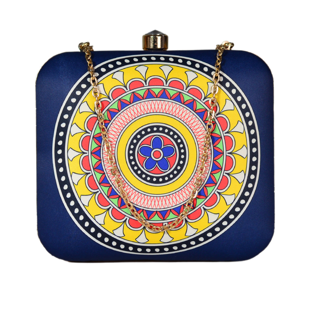 Yellow Mandala Printed Clutch