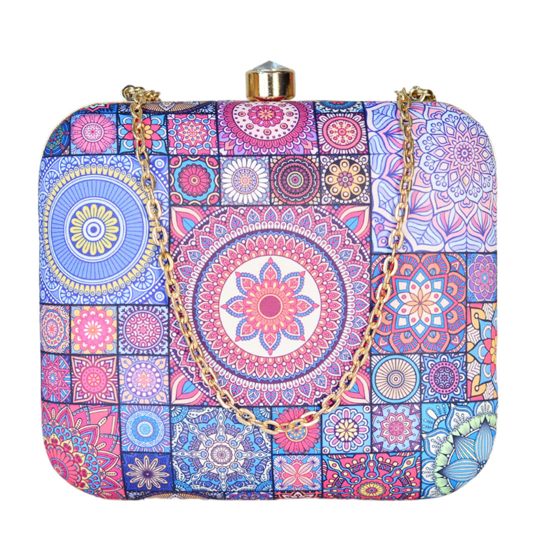 Purple Multipattern Mandala Clutch