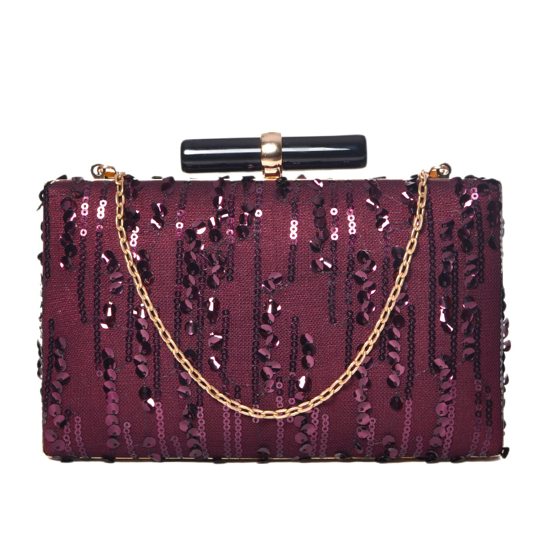 Artklim Dark Magenta Sequin Clutch