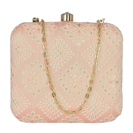Light Pink Embroidered Clutch
