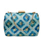 Blue Clutch With Golden Embroidery