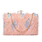 Artklim Quirky Pink Clutch With Sequin Blue Triangles