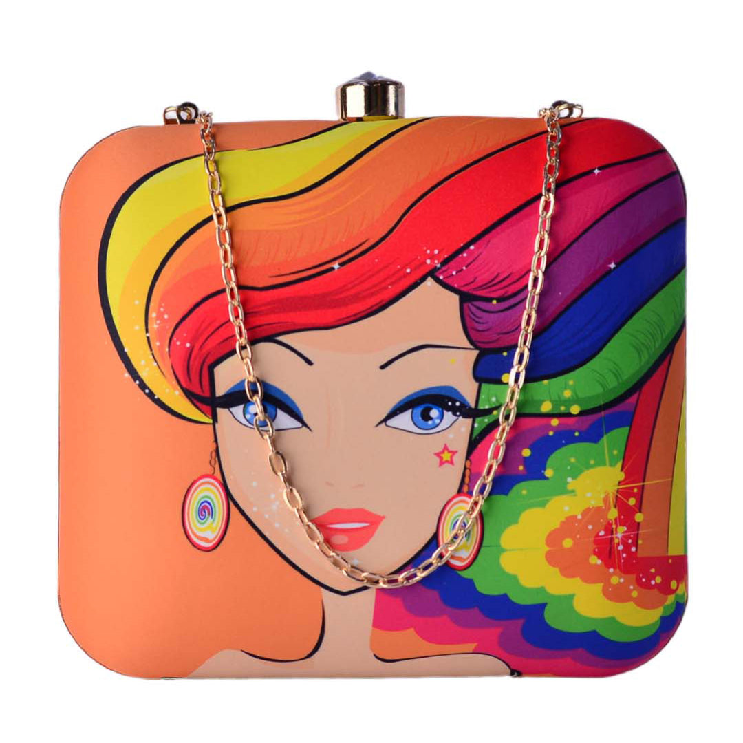 Rainbow Girl Printed Clutch