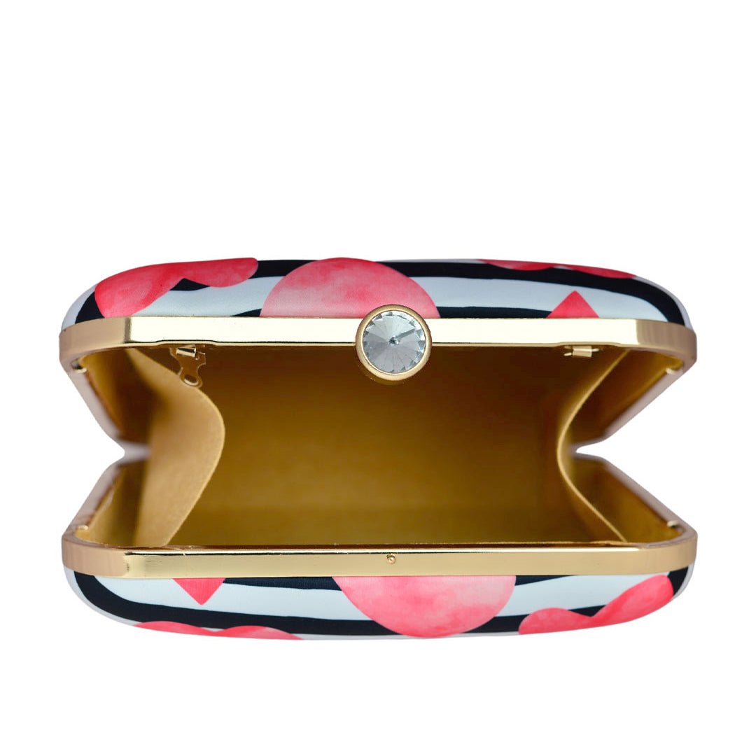 Artklim Red Hearts Printed Clutch