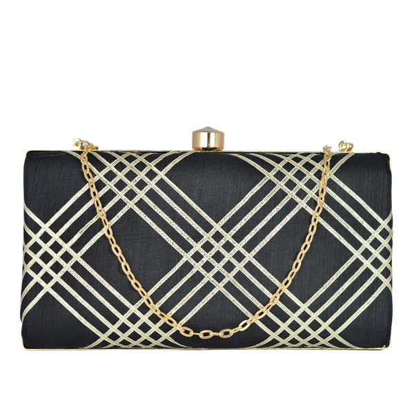 Black Hand-Embroidered Clutch