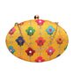Yellow Color Clutch With Diamond Embroidery