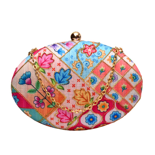 Multicolor Embroidery floral clutch