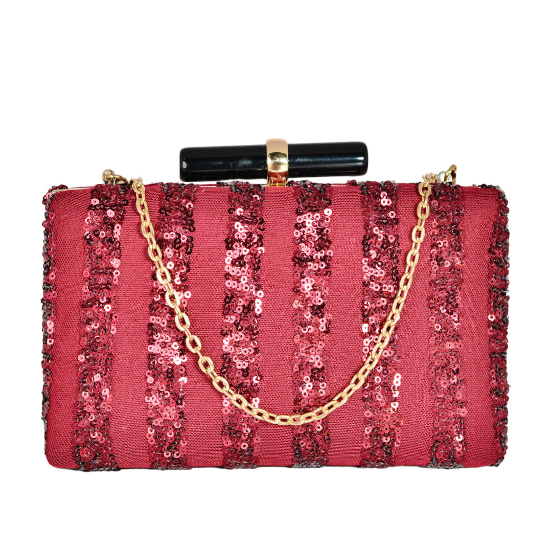 Hot red Sequins Clutch