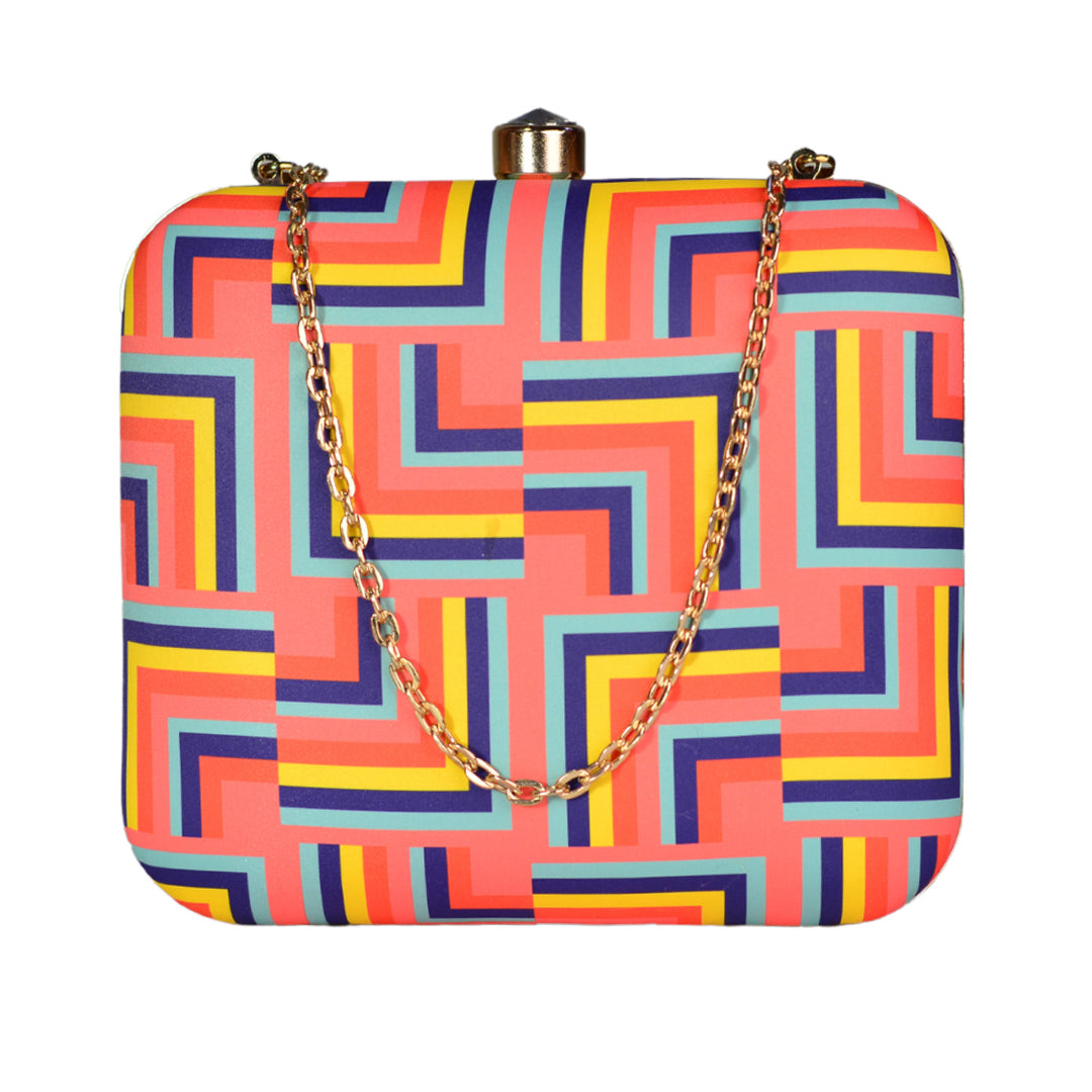 Funky Peach And Yellow Pattern Clutch