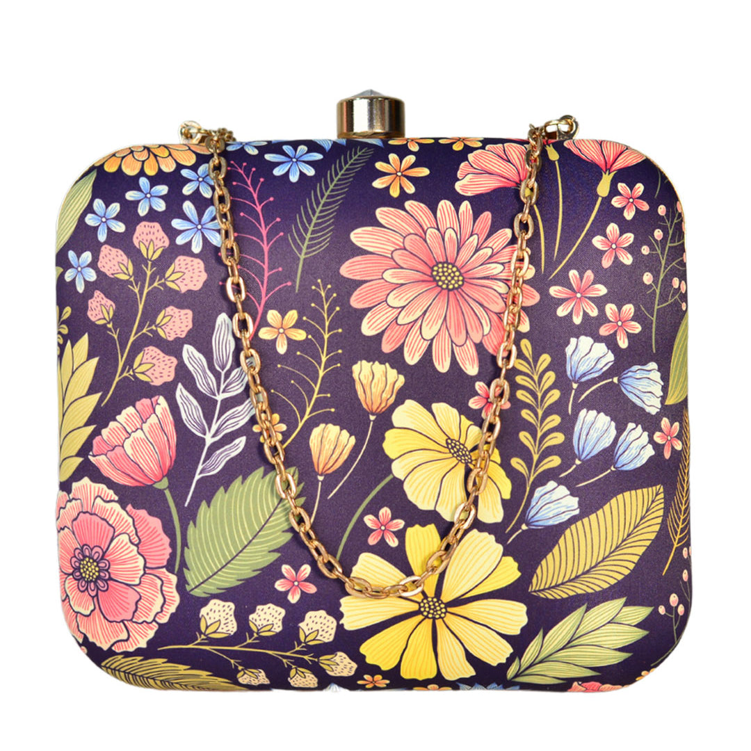 Floriated Printed Clutch