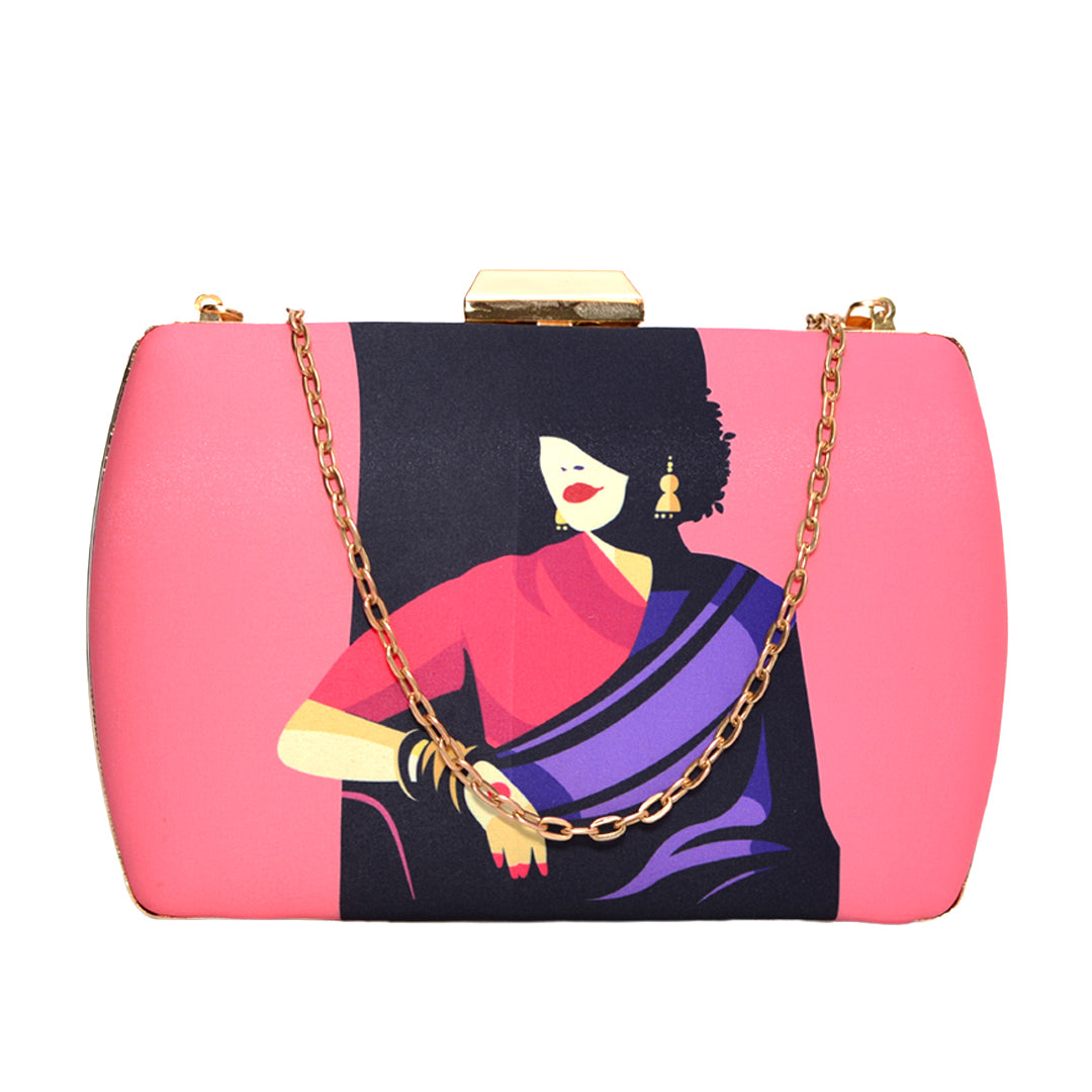 Purple Saree Women Clutch