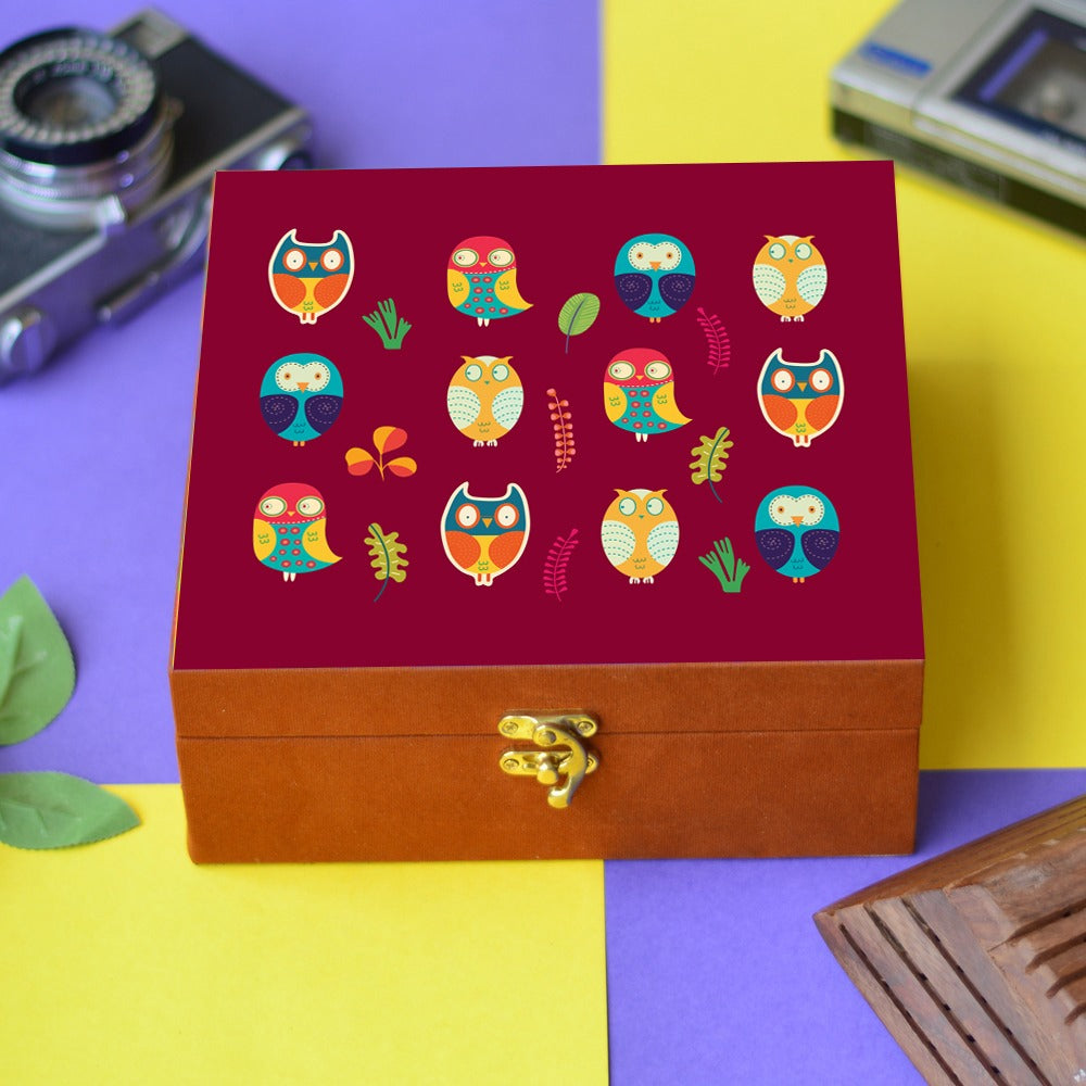 Multi Owl Printed Hamper Box