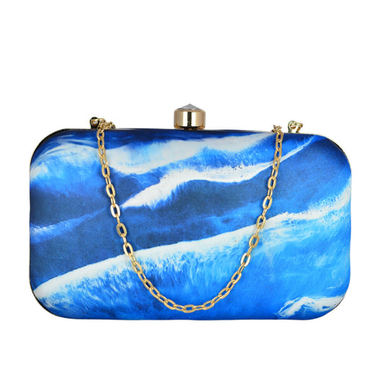 Blue Resin Print Clutch