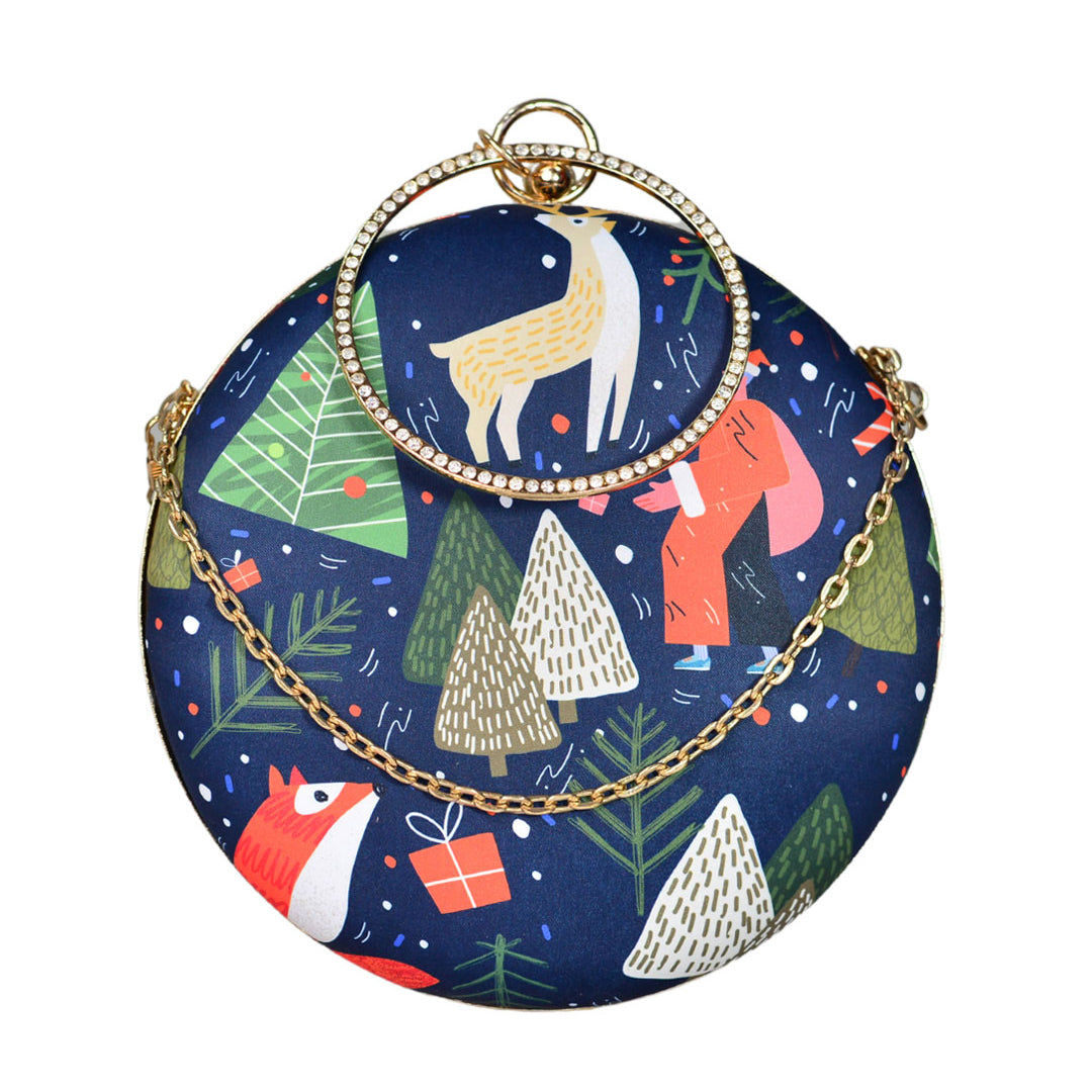 Christmas Tree Round Clutch