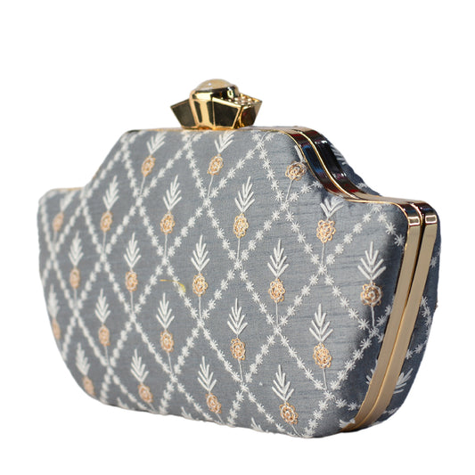 Artklim Grey Designer Boat Shaped Clutch