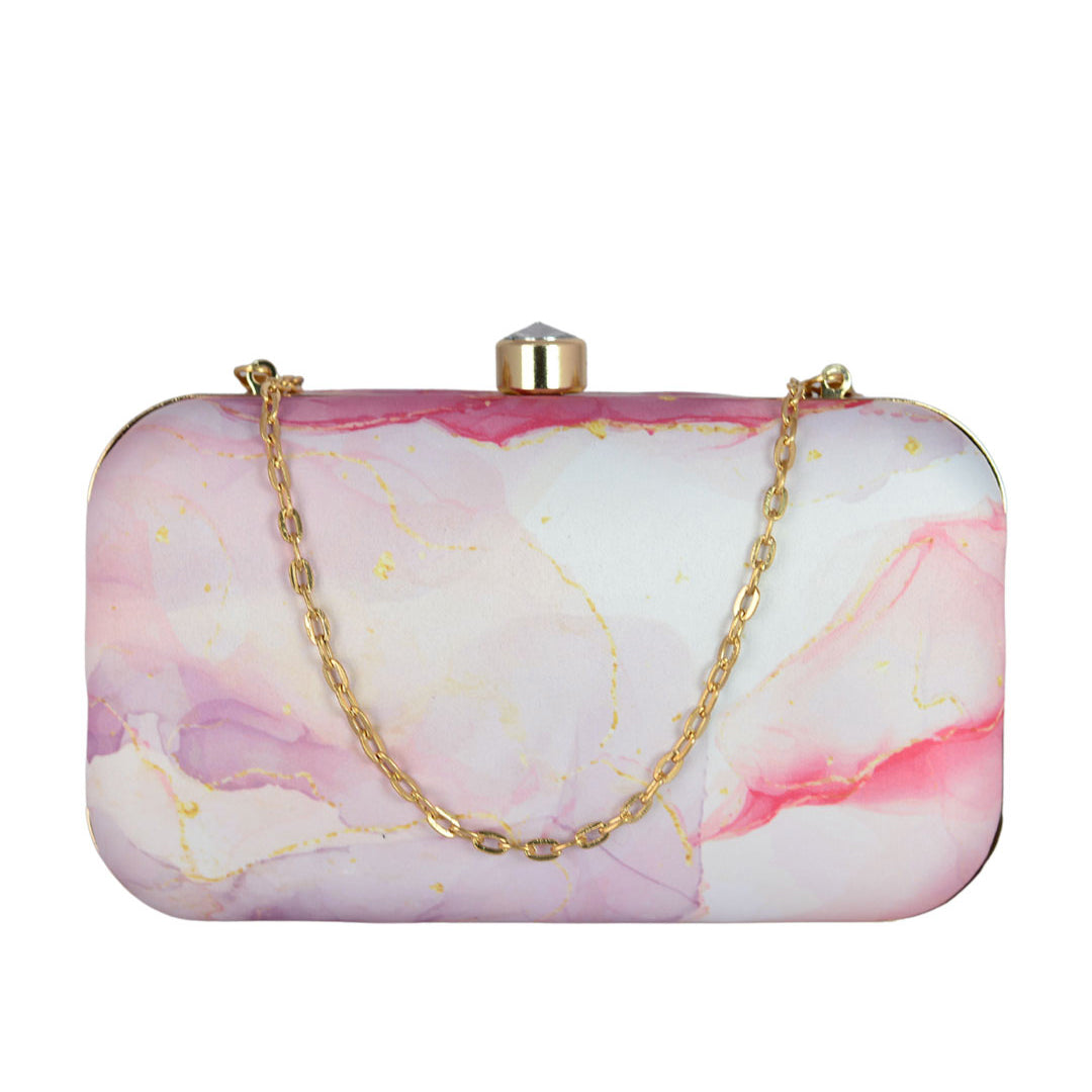 Purple-White Resin Print Clutch