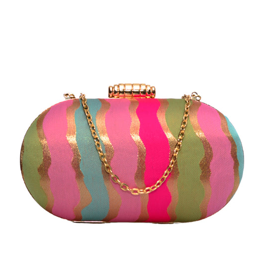 Artklim Multi-Colour Wavy Capsule Clutch