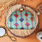 Green Embroidery Moon Shaped Clutch With Multicolour Printer Floral Pattern