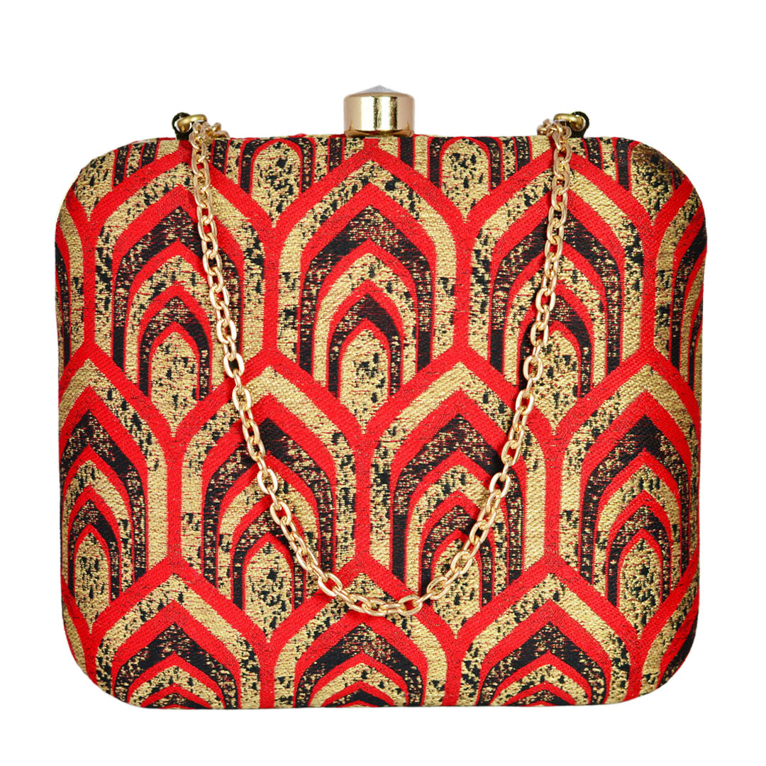 Artistic Red Fabric Clutch