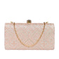 Pink Embroidered Rectangular Clutch