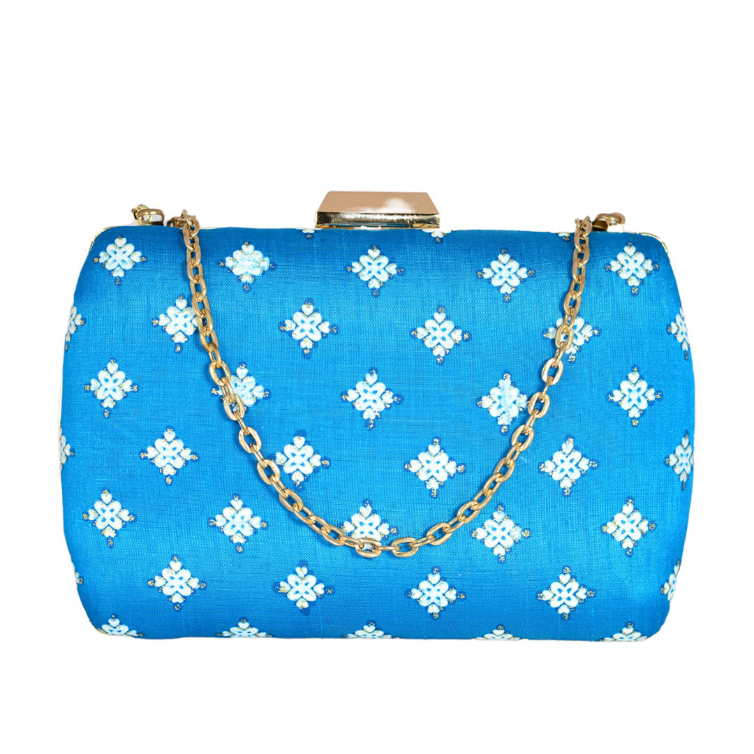 Blue Colour Pattern Clutch