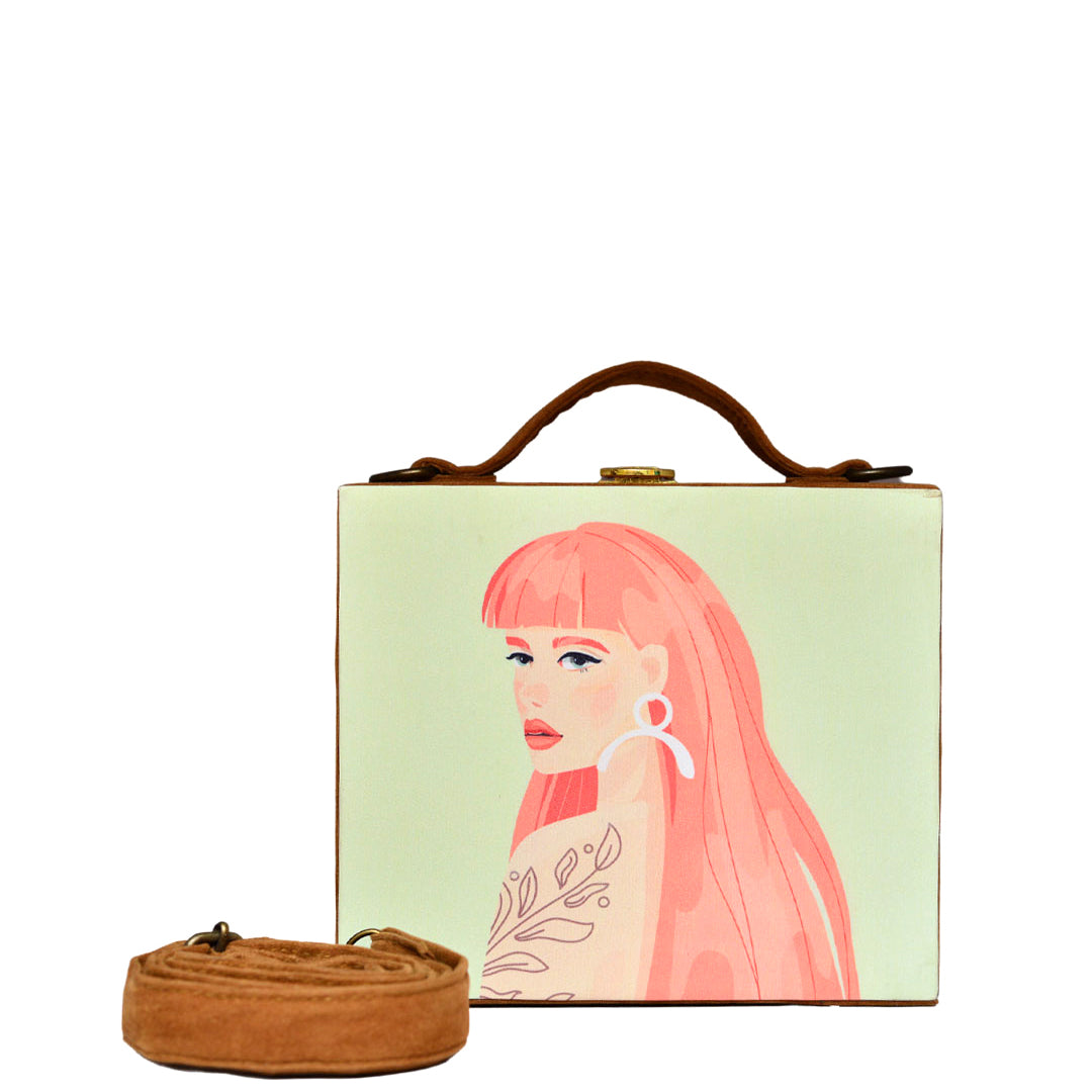 Coral Hair Women Printed Suitcase Style