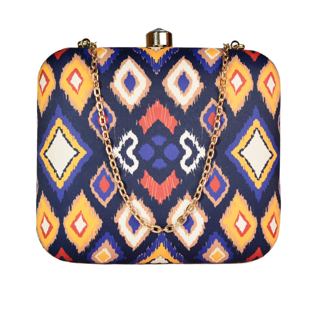 Royal Blue Diamond Pattern Clutch