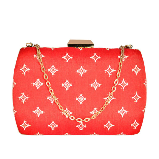 Red Colour  Pattern Clutch