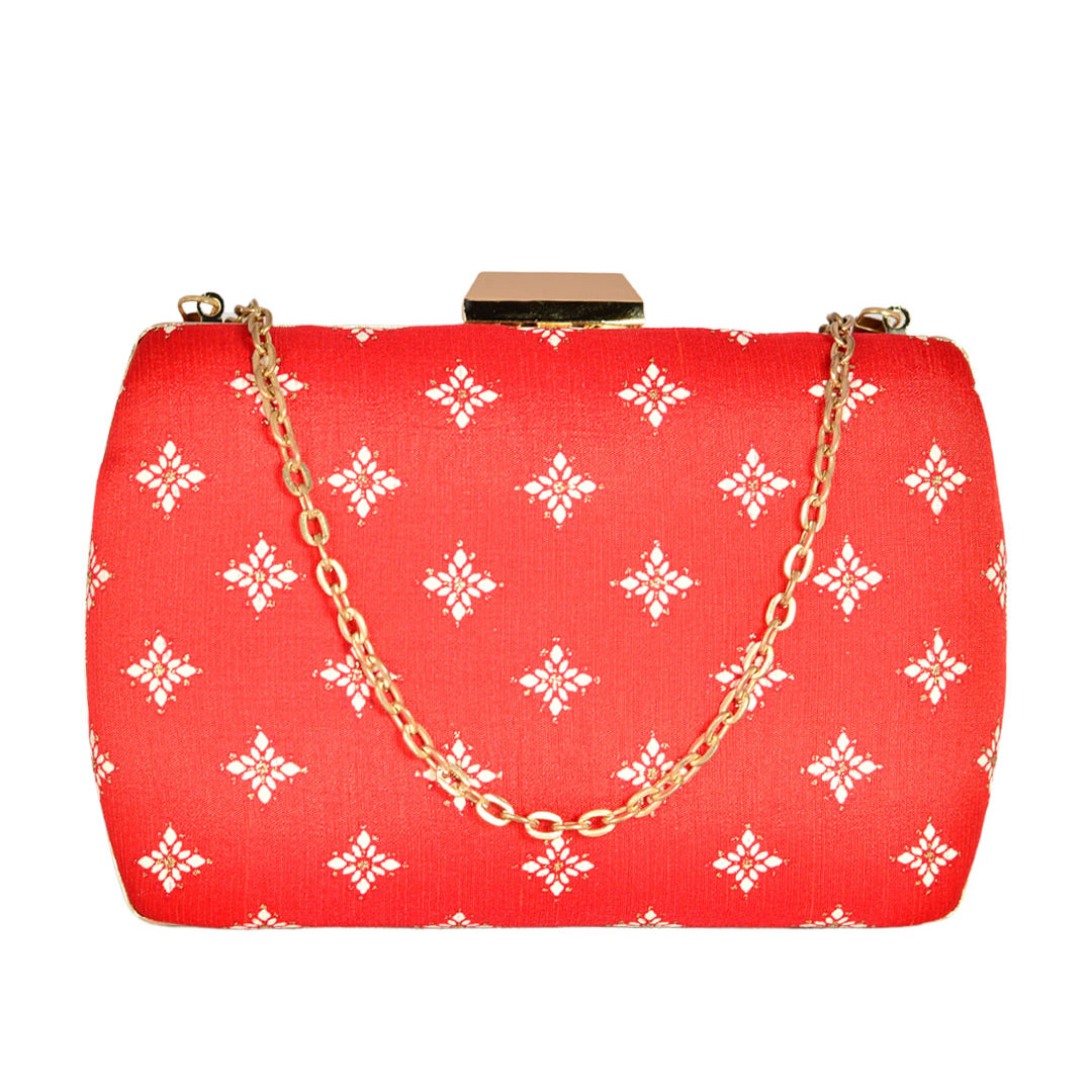 Red Colour  Pattern Clutch