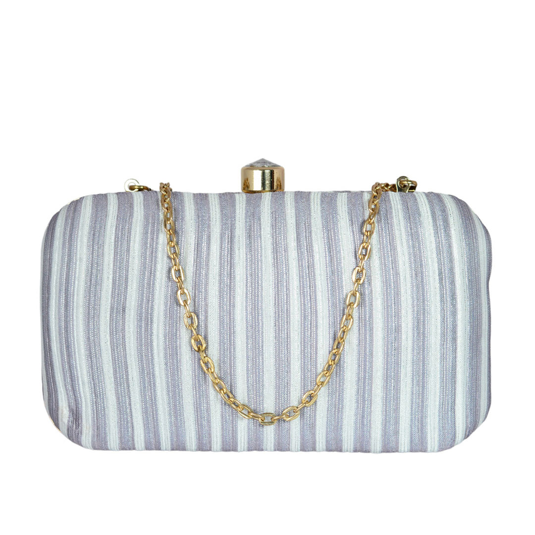 Grey Strip Pattern Clutch